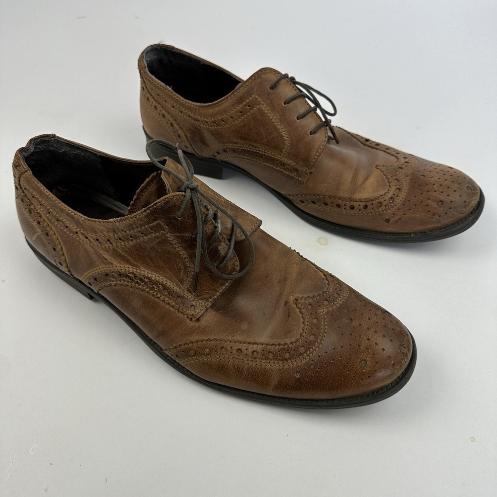 Steve Madden Neville Wingtip Oxford Dress Shoes Brown Leather Men's Size 12 - Picture 5 of 15